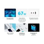 CARGADOR P/ PARED 67W XIAOMI GAN CHARGER USB-A/USB-C C/CABLE BHR7492US - Image 4
