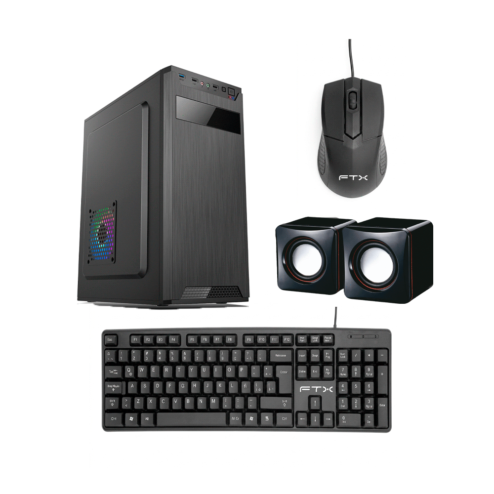132183 GABINETE KIT FTX PCC-5W5 C/FUENTE 500W MOUSE+TECL/ESP+PARLANTE ATX/MATX/ITX - Imagen 1
