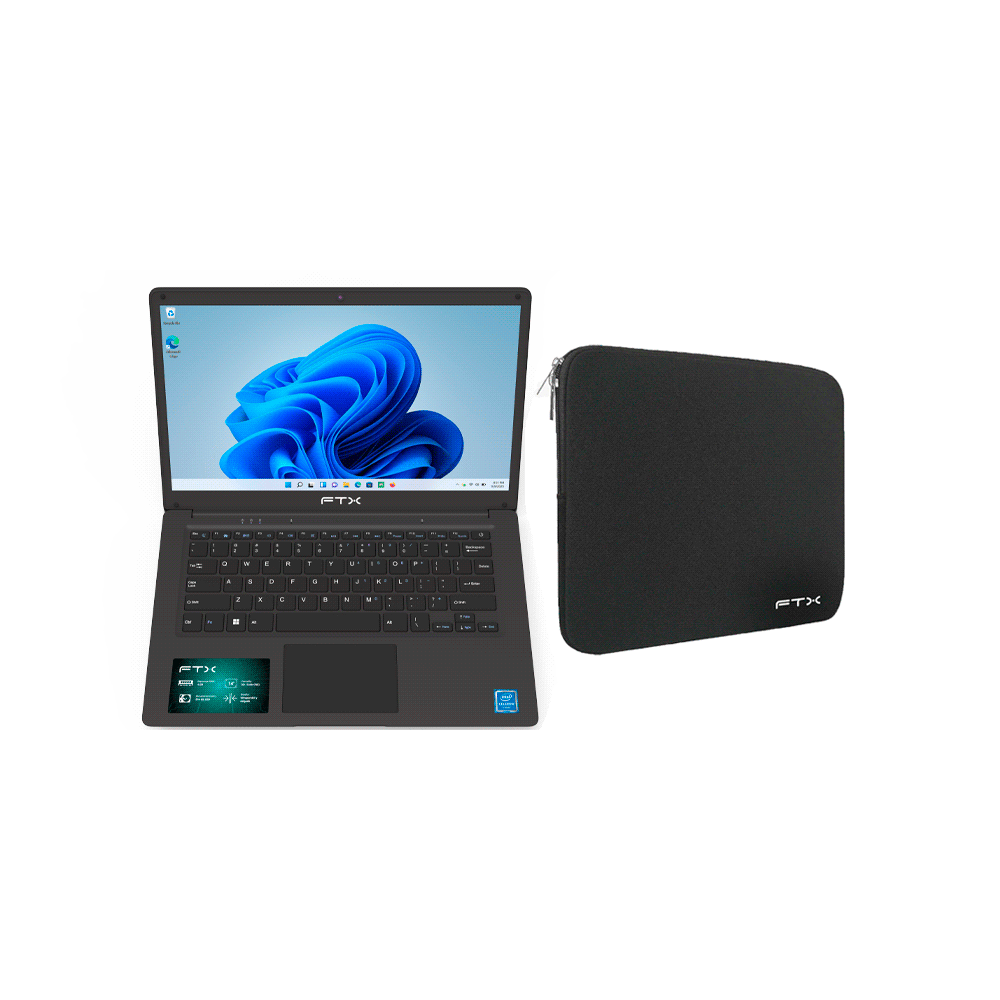 128995 NOTEBOOK FTX N14-C2564IN CEL 1.1/4G/256SSD/W11H/14" HD/RJ-45/NEGRO + FUNDA - Image 1