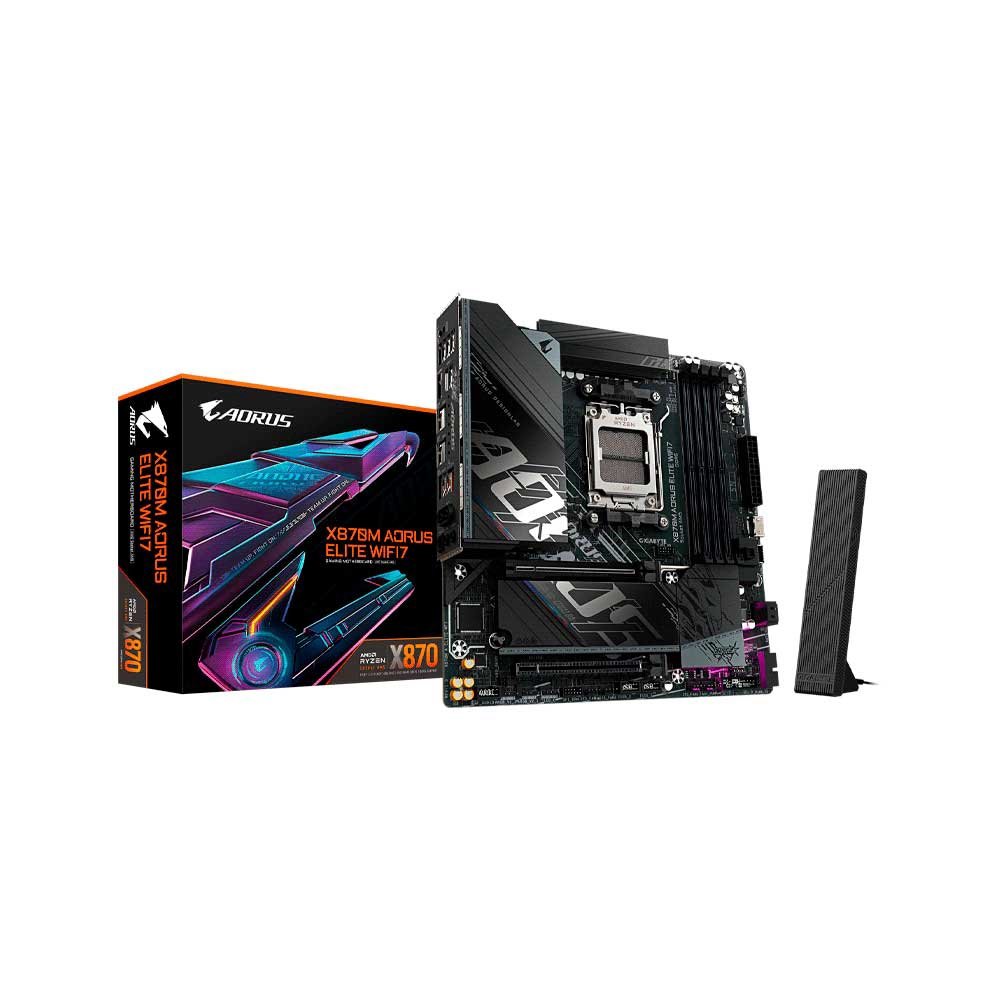 134033-0 PLACA MADRE GIGABYTE AM5 X870M AORUS ELITE WIFI7 DDR5 S/R/HDMI/2M2/USB4/MATX - Imagen 1