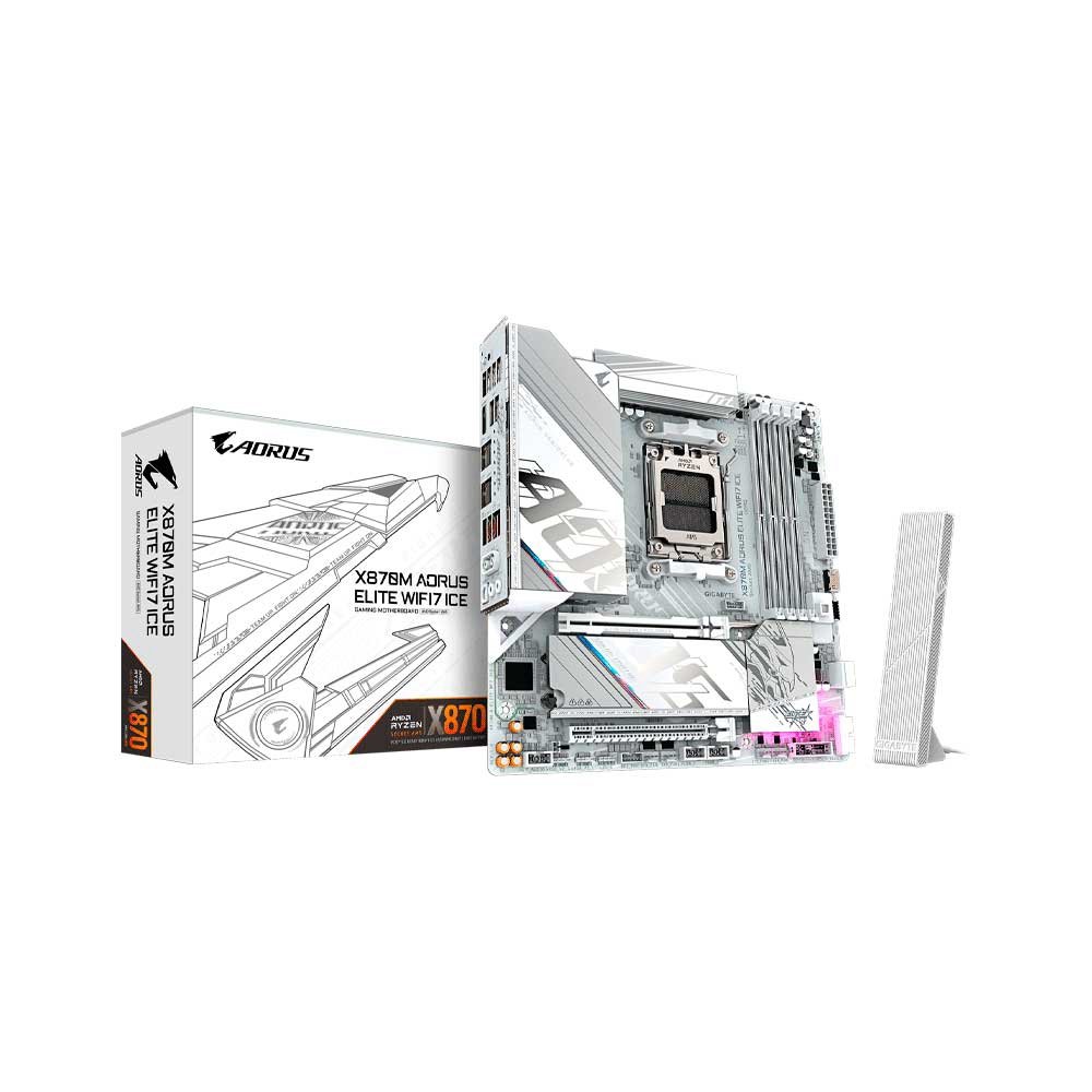 134040-0 PLACA MADRE GIGABYTE AM5 X870M AORUS ELITE WIFI7 ICE DDR5 S/R/HDMI/2M2/USB4/MATX - Imagen 1